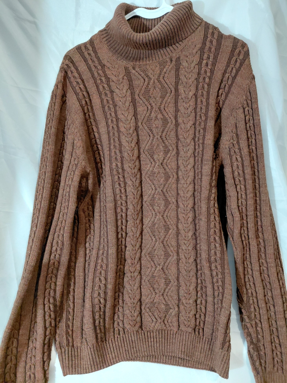Classic Cable-Knit Turtleneck Sweater in Brown - Picture 2 of 10
